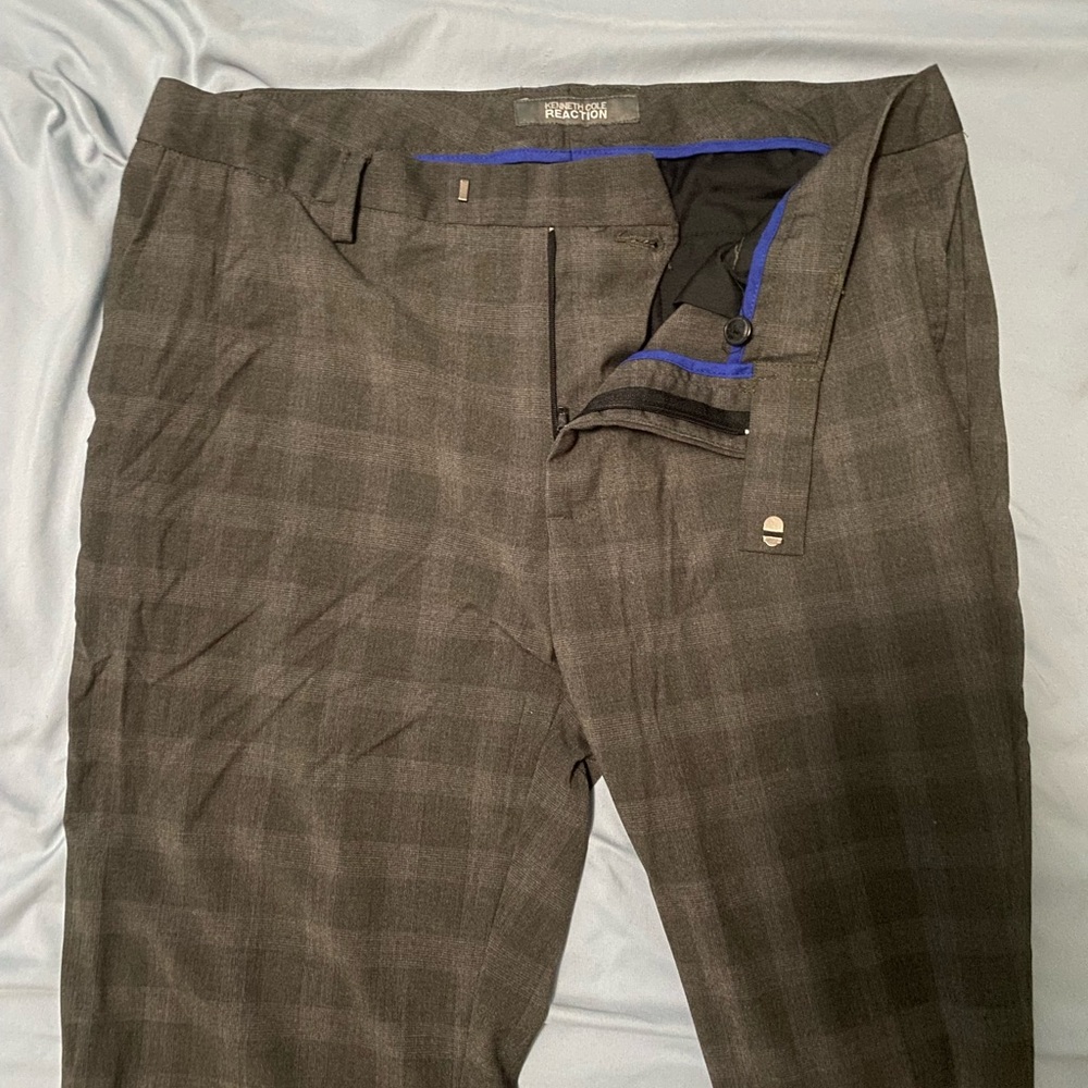 Kenneth Cole Reaction Men's Gray/Black Plaid Pants